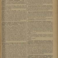 1211 - Page 1207 - Sociétés savantes. Société de biologie. (Séance du 13 juin 1931). Sur les propriétés des hydrates d'aluminium vis-à-vis de la toxine tétanique. M. L. Velluz / Magnésium et rachitisme expérimental. MM. G. Mouriquand, A. Leulier et Mme Roche / Pouvoir antigène du sang foetal. MM. L. Nattan-Larrier et L. Richard / Une protéine injectée à un lapin préparé avec le sérum d'un homme sensibilité à la protéine correspondante ne déclenche pas de choc anaphylactique. MM. Pasteur Vallery-Radot, C. Mauric, Mme A. Hugo et M. P. Giroud / Chez le lapin, un premier choc peut ne pas préserver d'un second choc. MM. Pasteur Vallery-Radot, C. Mauric, Mme A. Hugo et M. P. Giroud / Contamination causée par des acares et simulant une augmentation de virulence du B. C. G. M. Puntoni... / Le potassium dans le plasma et le sérum à l'état normal. Mlles J. Lévy et M. Pacu / Le potassium dans le sang et les liquides pleurétiques. M. Ch. Achard, Mlles J. Lévy et M. Pacu / Note sur l'hypoglycémie provoquée chez les diabétiques. MM. M. Labbé, R. Boulin, A. Escalier et Uhry / M. Roussy : Les cultures des tissus, livre de M. Cracium... / Les albumines sériques dans le diabète consomptif. M. F. Rathéry et Mlle Levina / Altérations expérimentales des portions moyenne et terminale du complexe ventriculaire électrocardiographique (injections intramyocardiques de nitrate d'argent. MM. C. Lian et F.-P. Merklen / Altérations expérimentales des portions moyenne et terminale du complexe ventriculaire électroradiographique (compression de l'artère pulmonaire). MM. C. Lian et F. P. Merklen