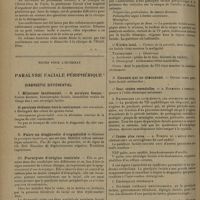 1262 - Page 1258 - Livres nouveaux. Leçons du dimanche de la Clinique médicale de l'Hôtel-Dieu de Paris ; par les Docteurs P. Carnot, Sainton, P. Portier, Hartmann, N. Fiessinger, M. Villaret, Léon Binet, Rathery, Halbron, Louis Fournier, Tiffeneau / Notes pour l'internat. Paralysie faciale périphérique