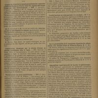 1273 - Page 1269 - Sociétés savantes. Société de biologie. (Séance du 17 juin 1931). Présence du virus de la lymphogranulomatose inguinale (maladie de Nicolas et Favre) dans les organes des singes inoculés par voie intracérébrale. MM. C. Levaditi, P. Ravaut, P. Lépine et Mlle R. Schoen / L'intoxication chronique par le nitrate d'urane en injection quotidienne chez le lapin. MM. Garnier et Marek / Neurotropisme du virus syphilitique. MM. C. Levaditi, A. Vaisman et Mlle R. Schoen / Formes cachées de tuberculose dans la lèpre humaine. MM. C. Ninni et T. de Sanctis Monaldi / L'acide lactique ne rend pas le B. C. G. virulent. M. T. de Sanctis Monaldi, répétition des expérienes de Much / Sur la perméabilité de la muqueuse digestive du cobaye adulte aux bacilles biliés de Calmette-Guérin (B. C. G.). M. Renato de Blasio / Aspergillose expérimentale de la rate et splénectomie. M. M. Sendrail, poursuivant ses recherches entreprises avec A. Nana / Les modifications du glycogène hépatique et musculaire à la suite de l'absorption massive de glucose chez le chien normal soumis à des états divers. Alimentation mixte normale ou alimentation très riche en sucre. M. F. Rathery et Mlle S. Gibert