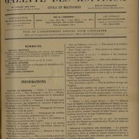 1281 - Page 1277 - Sommaire / Informations. Facultés de médecine. Paris / Nancy / Médaille d'honneur des épidémies