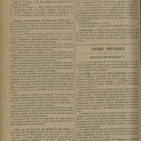1282 - Page 1278 - Informations. Ministère des colonies. Médaille des épidémies / Congrès international de médecine tropicale / Cours de la Faculté de médecine de Paris. Clinique des maladies cutanées et syphilitiques à l'Hôpital Saint-Louis. (Professeur : M. Gougerot) / Amphithéâtre d'anatomie. Cours technique de chirurgie réparatrice et cosmétique de la face / Nécrologie / Livres nouveaux. Formulaire pharmaceutique