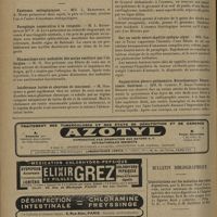 1344 - Page 1340 - Sociétés savantes. Société de pédiatrie. (Séance du 7 juillet 1931). Exostoses ostéogéniques. MM. L. Babonneix et A. Miget / Paraplégie consécutive à la rougeole. M. L. Babonneix et Mlle F.-B. Lévy / Rhumatisme avec nodosités des mains amélioré par l'allergine. M. G. Huc / Intolérance lactée et aleurone de tournesol. M. Marquezy / Un cas de fibrome de la paroi abdominale chez un enfant de deux ans. MM. H. Grenet et Mezard / Sur un cas de neuro-myélite optique aiguë. MM. Grenet et Triau / Suppuration pleuro-pulmonaire. Bronchoscopie. Pleurotomie. Guérison. MM. H. Grenet, P. Isaac-Georges et Mezard / Bulletin bibliographique