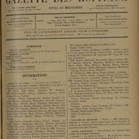 1349 - Page 1345 - Sommaire / Informations. Hôpitaux de Paris. Concours de l'internat / Facultés de médecine. Paris / Légion d'honneur. Guerre
