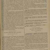 1637 - Page 1633 - Sociétés savantes. Académie de médecine. (Séance du 27 octobre 1931). La réserve alcaline du sang dans le rhumatisme chronique et ses modifications sous l'influence de la cure de Bourbonne-les-Bains. MM. M. Piéry, M. Milhaud et Grandpierre / Organisation et rendement d'une mission de prophylaxie du trachome dans les oasis du Sud tunisien. M. Talbot, présenté par M. Morax / Société médicale des hôpitaux. (Séance du 16 octobre 1931). L'autopyovaccin dans le traitement des suppurations pulmonaires putrides. MM. Léon Bernard et Pélissier / Un cas de péricardite subaigüe tuberculeuse secondaire de l'adulte. MM. Léon Bernard et Pélissier / Cancer primitif pleuro-pulmonaire avec éosinophilie pleurale. MM. Léon Bernard, Julien Marie et J. Auchel / A propos d'un cas d'ictère grave avec atrophie jaune aiguë du foie. MM. Etienne Chabrol et A. Busson / Diagnostic bronchoscopique des cancers bronchopulmonaires. M. A. Soulas / Société de biologie. (Séance du 17 octobre 1931). Le métabolisme du phosphore dans quelques maladies généralisées des os. MM. M. Labbé et M. Fabrykant / Le phosphore sanguin dans les affections du coeur avec foie cardiaque. MM. M. Labbé, C. Zamfir et M. Fabrykant