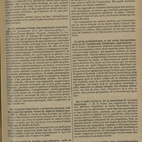 1683 - Page 1679 - Sociétés savantes. Société de biologie. (Séance du 24 octobre 1931). Sur l'origine protidique probable de la nocivité des extraits rénaux aqueux. MM. Casalis et S. Dejust-Defiol / Sur les méthodes d'étude des exophtalmies expérimentales. MM. Marcel Labbé, Maurice Villaret, Comandon, L. Justin-Besançon, Mlle D. Kohler, Mme Schiff-Wertheimer et M. P. Soulié / Sur un bacille tuberculeux à caractères atypiques isolé des urines d'un malade atteint de néphrite hématurique. MM. L. Nègre, J. Valtis et Guy Laroche / Sur une souche de bacilles acido-résistants, isolée de trois cobaye inoculés avec l'ultravirus tuberculeux et traités à l'extrait acétonique des bacilles de Koch. M. F. van Deinse / Les lésions anatomiques du rein au cours de l'intoxication bismuthique expérimentale. Lésions tubulaires et sclérose rénale. MM. Pasteur Vallery-Radot, Maurice Dérot et Mlle Gauthier-Villars / Le sérum antidiphtérique et son action thérapeutique vis-à-vis de l'intoxication diphtérique expérimentale. M. G. Ramon / Sur le mode d'action et sur la constitution de la toxine diphtérique. M. G. Ramon / Le liquide céphalo-rachidien dans l'encéphalo-myélite enzootique expérimentale (maladie de Borna). MM. S. Nicolau et L. Kopciowska