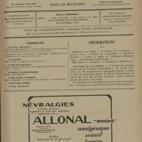 1829 - Page 1825 - Sommaire / Informations. Hôpitaux de Paris. Concours de l'internat / Ministère de la guerre