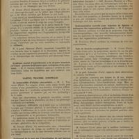 0091 - Page 81 - Analyses. L'oto-rhino-laryngologie au Congrès français de 1934 ; par M. Paul Truffert. Bouche. Pharynx. Les suppurations péri-laryngo-pharyngées. MM. Truffert... et Viela... / Syndrome mortel d'hyperthermie et de dyspnée terminale survenant quarante-huit heures après extirpation d'un goitre banal. M. G. Goufas... / Larynx. Trachée. Oesophage. La monocordite d'origine vaso-motrice. M. J. Tarneaud... / Traitement de la toux par l'alcoolisation du nerf laryngé supérieur. M. R. Mayoux... / Variations atmosphériques en rayons ultra-violets : leurs raréfaction et disparition relatives, jusqu'à 10 heures, seraient-elles la cause efficiente de l'héliothérapie, dans la tuberculose laryngée ? MM. Kowler... et d'Halluin... / Instrumentation nouvelle pour injection de lipiodol et traitement des suppurations pulmonaires. M. Z. Cheridjian... / Faits de broncho-oesophagoscopie. M. Guisez... / Trachéo-bronchile fulgurante. MM. J. M. Le Mée... et Lyman G. Richards...