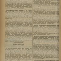 0914 - Page 904 - Sociétés savantes. Société de pédiatrie. (Séance du 21 Mai 1935). Hypertrophie mammaire chez une fillette de huit ans. MM. R. Debré, Julien Marie et Jean Bernard / Sténose tardive du pylore chez le nourrisson. M. Paisseau, Mlle Boegner et M. Vaille / Sténose duodénale chez le nourrisson. M. Paisseau, Mlle Boegner et M. Vaille / A propos d'une série de cas de maladie de Leiner-Moussous observés dans une pouponnière. MM. Lereboullet et Bohn / Société de Biologie. (Séance du 6 Avril 1935). La glycolyse pulmonaire chez le chien normal et chez le chien dépancréaté. MM. Léon Binet et M. Marquis / Polypeptides de la sécrétion salivaire. Mme S. Delauney et M. R. Jahiel / Anticorps du sérum normal vis-à-vis du B. Chauvoei et du vibrion septique. MM. Weinberg et J. Davesne / Infection expérimentale et immunité antitoxique staphylococcique. M. P. Nelis / Recherches expérimentales sur l'immunisation antitétanique passive. Elimination rapide de l'antitoxine lors des réinjections de sérum antitétanique. MM. G. Ramon et E. Falchetti / Action immunisante de l'antitoxine diphtérique d'origine équine chez le lapin sensibilisé par le sérum de cheval. M. Adalberto Bernabal