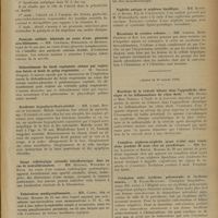 1201 - Page 1191 - Sociétés savantes. Société médicale des hôpitaux. (Séance du 3 juillet 1936). Problème pathogénique de la polynévrite alcoolique. MM. Villaret, J. Besançon et Klotz / Paralysie cubitale bilatérale au cours d'une pleurésie séro-fibrineuse. MM. Couvelle, Ferrabane et Henrion / Dédoublement du bruit expiratoire obtenu par expiration forcée et bruit de galop respiratoire. M. Skladal... / Syndrome hypophyso-thyro-génital. MM. Labbé, Boulin et Goldberg / Image radiologique arrondie intrathoracique dans un cas de neurofibromatose. MM. Hugonot, Willemin et Ratie / Tuberculose multiganglionnaire. MM. Clerc, Sée et Magrez / Aleucie hémorragique avec anémie grave après chrysothérapie. MM. Gautier, Seidmann et Baudoin / Hémothorax spontané avec signes de grande hémorragie interne chez un malade probablement porteur de bronchiectasies. M. Jacob / Néphrite aurique et néphrose lipoïdique. MM. Rathety et Hurez / Mécanisme de certains oedèmes. MM. Loeper, Riom, Perreau et Roy / (Séance du 10 juillet 1936). Réactions de la vésicule biliaire dans l'appendicite chronique et les inflammations du côlon droit. MM. Brodin et Mme Tedesco / Complexe néphrose-néphrite ayant évolué sans rémissions pendant 30 mois chez un poradénique. MM. Dore, Lasserre et Breuil / Contagion entre érythème polymorphe et érythème noueux. M. Faure-Beaulieu / Septicémie à « bacillus fragilis » avec hémorragie intestinale et abcès du foie. MM. Picard..., Perrin et Franck
