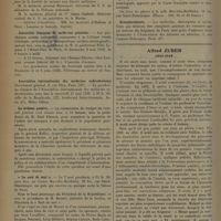 0596 - Page 586 - Informations. Faculté de médecine de Lausanne / Distinctions honorifiques. Ordre de la santé publique / Officier d'Académie / Assemblée française de médecine générale / Association internationale des médecins radiesthésistes / La défense passive / « La nuit de mai » / Remplacements / Alfred Zuber. (1865-1938). [Nécrologie]. [L. Babonneix]