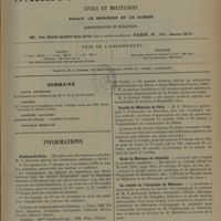 1291 - Page 1281 - Sommaire / Informations. Hôpitaux de Paris / Sanatoriums publics / Faculté de médecine de Paris / Ecole de médecine de Grenoble. Concours pour l'emploi de professeur suppléant / La rentrée de l'Académie de médecine