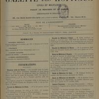 1323 - Page 1313 - Sommaire / Informations. Hospices civils de Rouen / Faculté de médecine de Paris / Faculté de médecine d'Alger / Faculté de médecine de Nancy / École de médecine d'Angers / Ecole de médecine de Caen / École de médecine de Grenoble / Légion d'honneur. Affaires étrangères / Santé publique
