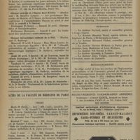 0512 - Page 506 - Cours. Amphithéâtre d'anatomie / Clinique médicale de l'Hôpital Saint-Antoine / Clinique thérapeutique médicale de la pitié / Actes de la Faculté de médecine de Paris. Thèses / Erratum / Nécrologie / Renseignements