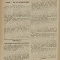 1424 - Page 1418 - Informations. Cours / Actes de la Faculté de médecine de Paris. Thèses de médecine / Chronique. Leçon inaugurale du Professeur Laignel-Lavastine / Nécrologie