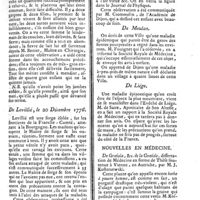 0023 - Page 23 - N°6 / D'Arrou au Perche-Gonet, Baronnie de Brou, Diocèse de Chartres, du 20 décembre 1776 [accouchement de quatre enfants] / Petite vérole, comment est-elle communiquée à la forge de Levilié, et comment la famille du maître de Forge s'en met à l'abri ? / Aurun, naissance d'un enfant monstrueux / Epidémie à Meulan / Epizootie dans l'Eveché de Liège / Nouvelles en médecine. De la Gratiole