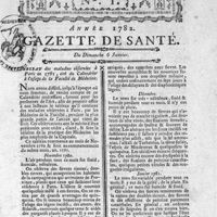0003 - Page 1 - N°1 / Tableau des maladies observées à Paris en 1781, tiré du Calendrier à l'usage de la Faculté de médecine