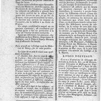 0054 - Page 52 - N°13 / Cours de Myologie, peint & gravé en couleurs naturelles par M. Gautier d'Agoti / Prix proposé par le Collège Royal des Médecins de Nancy, sur les eaux potables / Livres nouveaux [M. Dionis, Cours d'opérations de chirurgie montrées au Jardin du Roi]