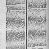 0108 - Page 98 - N°25 / Second mémoire sur l'électricité médicale et histoire du traitement de 42 malades […] par M. Masars de Cazelles / Extrait du mémoire de M. Bonnel de Blageresse, sur l'usage de quelques remedes nouveaux peu connus en France / [Accident arrivé à Chelles] / [Effets du quinquina sur les maladies dartreuses] Mémoire à consulter