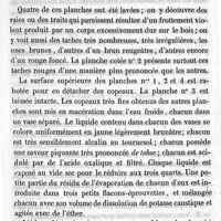 0198 - Page 198 - Médecine légale. Mémoire sur la nicotine et sur la conicine. Par M. Orfila. § IV. Recherche de la nicotine dans un cas d'exhumation juridique. Examen de 7 bouts de planches de chêne qui ont été sciées et détachées du parquet de la salle à manger du château des époux Bocarné à Bury ; par la raison que ces planches, bien qu'ayant subi plusieurs lavages, paraissent néanmoins accuser des empreintes de sang