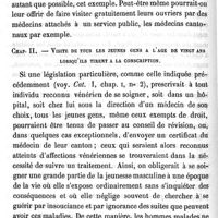 0060 - Page 60 - Hygiène publique. Mémoire sur les mesures hygiéniques propres à prévenir la propagation des maladies vénériennes. Par M. Lagneau. Deuxième catégorie. Mesures relatives aux hommes seulement. Chap I. Visites sanitaires des soldats et marins. Chap. II. Visite de tous les jeunes gens à l'âge de 20 ans lorsqu'ils tirent à la conscription