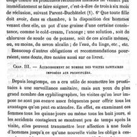 0250 - Page 250 - Hygiène publique. Mémoire sur les mesures hygiéniques propres à prévenir la propagation des maladies vénériennes. Par M. Lagneau. Troisième catégorie. Mesures relatives aux prostituées. Chap II. Avertissement donné aux prostituées. Chap III. Accroissement du nombre des visites sanitaires imposées aux prostituées