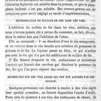 0410 - Page 406 - Médecine légale. Sur l'examen chimique des vins, considéré sous le rapport judiciaire. Par M. A. Chevallier. Détermination de l'alun dans les vins. Détermination du sulfate de fer dans les vins. Recherches sur les vins aigris qui ont été saturés par les alcalis