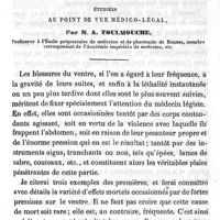 0123 - Page 123 - Médecine légale. Des blessures mortelles du ventre, étudiées au point de vue médico-légal. Par A. Toulmouche