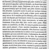 0416 - Page 416 - Mémoire sur l'examen médico-légal d'une tache considérée comme de nature sanguine et qui renfermait du tissu adipeux humain. Par M. Charles Robin. § IV. Comparaison du tissu adipeux tenant agglutinés les cheveux qui nous ont été remis avec celui que nous avons recueilli sous le cuir chevelu de la victime
