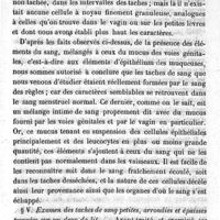 0431 - Page 431 - Mémoire sur la comparaison médico-légale des taches de sang menstruel et des autres espèces de taches de sang. Par M. Charles Robin. § IV. Examen, à l'aide du microscope, des taches de sang qui avaient été dites formées par du sang menstruel. § V. Examen des taches de sang petites, arrondies et épaisses trouvées sur un drap de lit