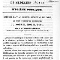 0005 - Page 5 - Hygiène publique. Rapport fait au conseil municipal de Paris, au sujet du projet de construction du nouvel Hôtel-Dieu. Par le Dr Ambroise Tardieu