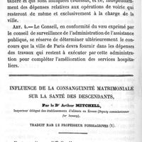 0044 - Page 44 - Hygiène publique. Rapport fait au conseil municipal de Paris, au sujet du projet de construction du nouvel Hôtel-Dieu. Par le Dr Ambroise Tardieu. Influence de la consanguinité matrimoniale sur la santé des descendants. Par le Dr Arthur Mitchell. Traduit par le Pr Fonssagrives