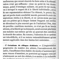 0094 - Page 94 - Hygiène publique. Sur les divers modes de l'assistance publique appliquée aux aliénés. Par le Dr A. Pain. 3- Isolement de certains aliénés dans des familles de bourgeois ou de paysans, dans le voisinage de l'asile, sous le contrôle et la surveillance du médecin de l'asile. 4- Création de villages d'aliénés
