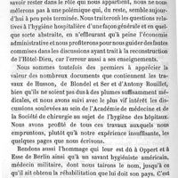 0300 - Page 296 - Hygiène publique. Essai sur les hôpitaux. Dimensions, emplacement, construction, aération, chauffage et ventilation. Par Ch. Sarazin. I- Dimensions que l'on peut donner aux hôpitaux