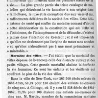0124 - Page 124 - Hygiène publique. De l'influence comparée des villes et des campagnes sur la santé, la fécondité, la longévité et la mortalité. Pr John Stockton-Hough M. D. De la santé des habitants des villes / Mortalité des villes