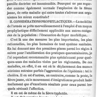 0018 - Page 18 - Hygiène publique. De la fièvre typhoïde dans l'armée. L'armée française constitue-t-elle un milieu typhoïgène. Par M. Léon Colin. I- Considérations étiologiques. II- Considérations prophylactiques