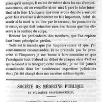 0079 - Page 79 - Hygiène publique. La morgue de Paris, sa description, son service, son système hygiénique. De l'autopsie judiciaire, comparée à l'autopsie pathologique. Par M. Alph. Devergie. Différence entre l'autopsie judiciaire et l'autopsie pathologique / Société de médecine publique et d'hygiène professionnelle. Considérations nouvelles sur l'hygiène de la grossesse. Par M. le Dr Ad. Pinard