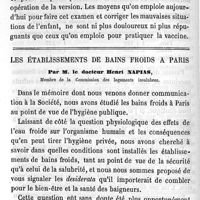 0086 - Page 86 - Société de médecine publique et d'hygiène professionnelle. Considérations nouvelles sur l'hygiène de la grossesse. Par M. le Dr Ad. Pinard / Les établissements de bains froids à Paris. Par M. le Dr Henri Napias