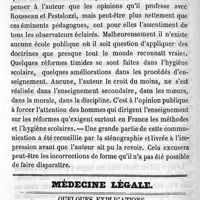0134 - Page 134 - Société de médecine publique et d'hygiène professionnelle. Hygiène pédagogique. Par M. E. Dally. Deuxième partie. Fonctions inférieures / Médecine légale. Quelques explications relatives à l'affaire de la femme coupée en morceaux (affaire Billoir). Par M. le Dr Georges Bergeron