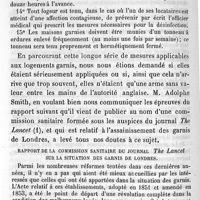 0220 - Page 220 - Hygiène publique. Les garnis insalubres de la ville de Paris. Par M. le Dr O. du Mesnil. Commission des logements insalubres. Angleterre / Rapport de la commission sanitaire du journal The Lancet sur la situation des garnis de Londres