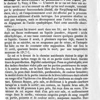 0528 - Page 528 - Revue des travaux français et étrangers. Médecine légale. Le nommé T... doit-il être considéré comme responsable ? / Empoisonnement par l'acide cyanhydrique dégagé d'un mélange de ferro-cyanure de potassium et d'eau régale