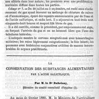 0424 - Page 424 -  Recherches sur les altérations pulmonaires produites par le séjour prolongé dans les chambres d'épuration des usines à gaz. Par M. Poincaré. La conservation des substances alimentaires par l'acide salicylique. Par M. le Dr Dubrisay