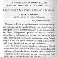 0450 - Page 450 - Des dispensaires pour enfants malades. Le dispensaires pour enfants malades fondé au havre par M. le Docteur Gibert. Par M. le Dr Foville