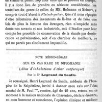0416 - Page 416 - La pénurie de viande en Europe et les moyens d'utiliser le superflu des nouveaux continents. Par Jules Arnould. Note médico-légale sur un cas de dipsomanie (abus d'inhalations d'éther sulfurique). Par le Dr Legrand du Saulle