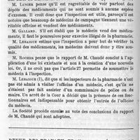 0080 - Page 80 - Les médecins autorisés à délivrer des médicaments à leurs malades, peuvent-ils être soumis à la même inspection que les pharmaciens. Discussion du rapport de M. Chaudé. Revue des travaux français et étrangers. Fleurs infectées