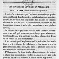 0097 - Page 97 - Les logements ouvriers en Allemagne. Par le Dr J. Bex. I