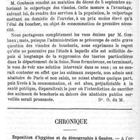 0300 - Page 300 - Revue des travaux français et étrangers. Colportage des viandes de boucherie dans la ville de Paris. Chronique. Exposition d'hygiène et de démographie à Genève