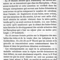 0040 - Page 40 - De l'influence des climats et des races sur la fréquence de la lithiase urinaire. Par M. le Rey. I. Climats torrides, compris entre les lignes isothermes de 25°, de chaque côté de l'Equateur thermique. II. Climats chauds, compris dans chaque hémisphère entre les lignes isothermes de 25° à 15°