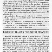 0107 - Page 107 - Archives médico-légales. Consultation médico-légale dans une affaire d'avortement. Revue des travaux français et étrangers. Maisons mortuaires d'attente
