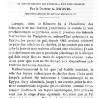 0127 - Page 127 - Note sur l'épidémie de choléra qui règne en Egypte et sur les chances que l'Europe à d'en être préservé. Par le Docteur A. Fauvel