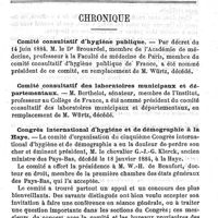 0093 - Page 89 - Bibliographie. Des dents, leur importance et leur signification dans les questions médico-légales / Chronique. Comité consultatif d'hygiène publique / Comité consultatif des laboratoires municipaux et départementaux / Congrès international d'hygiène et de démographie à la Haye